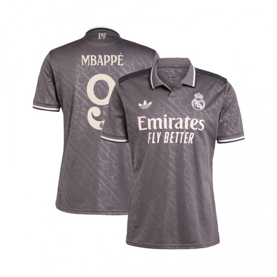 Camisola Real Madrid Mbappé 9 Homem Equipamento Terceiro 2024-2025 Manga Curta